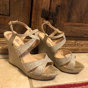 David’s Bridal champagne wedges